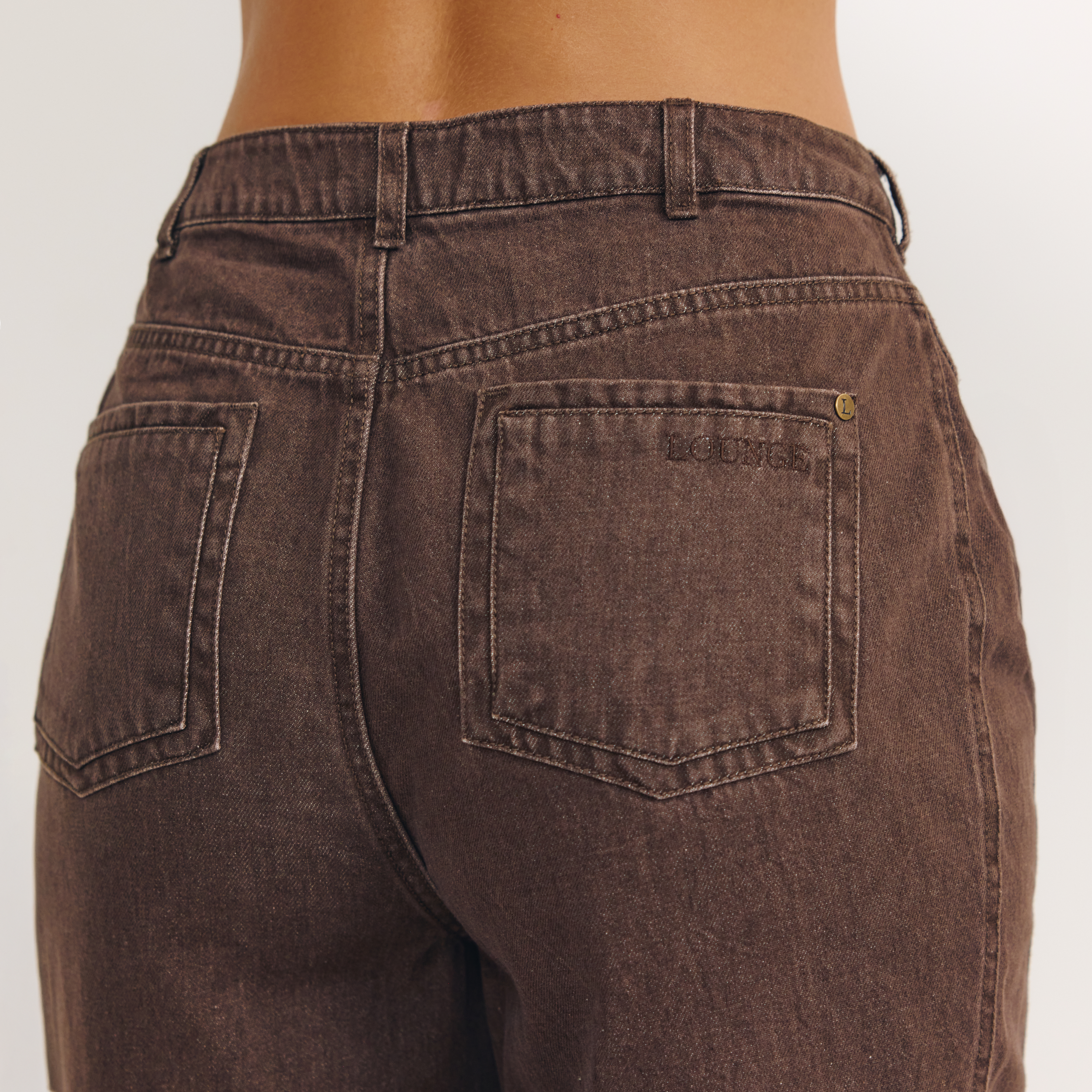 Low-Rise-Jeans mit Weitem Bein | Low-Rise-Jeans mit Weitem Bein - Espresso