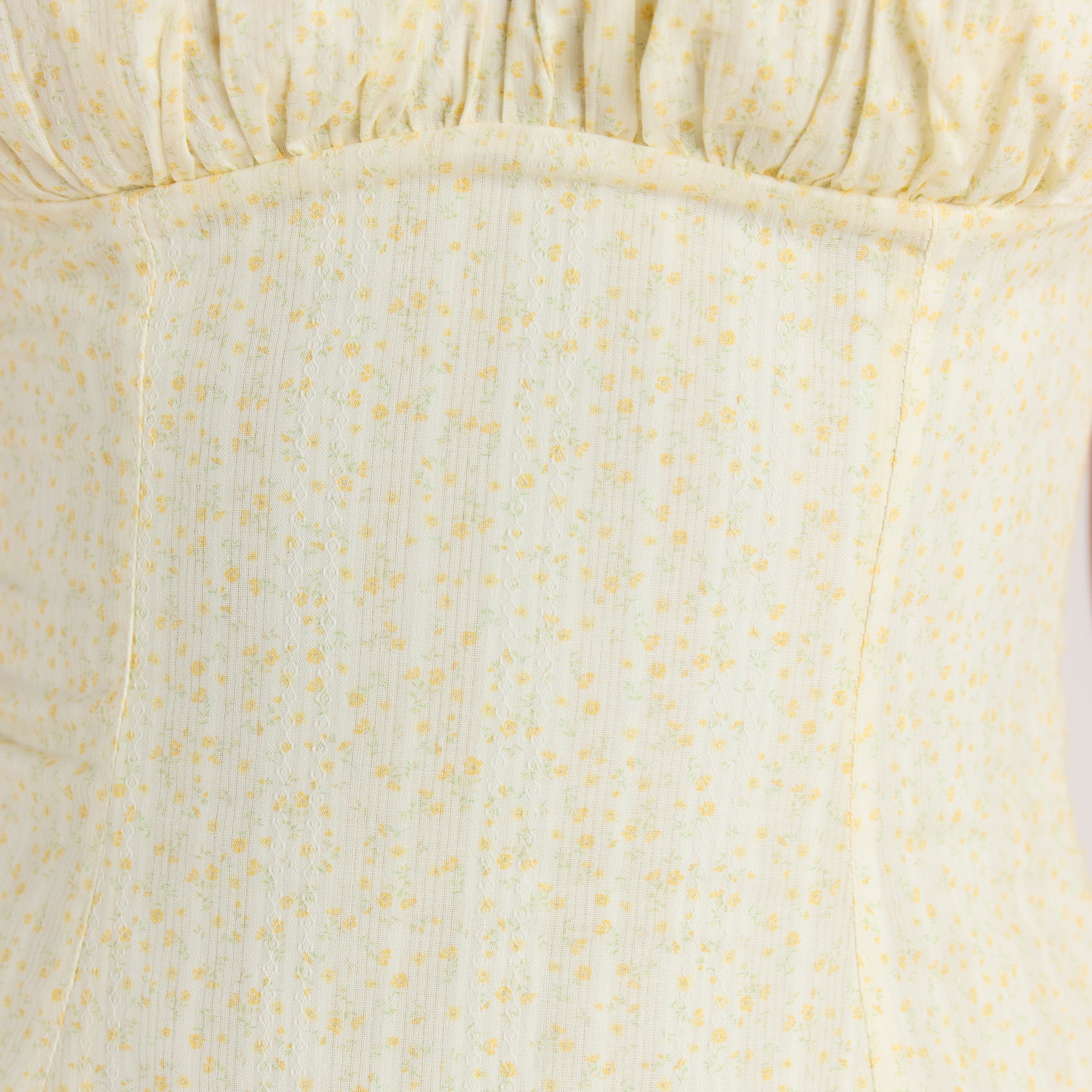  Minikleid mit Korsetterie | Minikleid mit Korsetterie - Florales Gelb