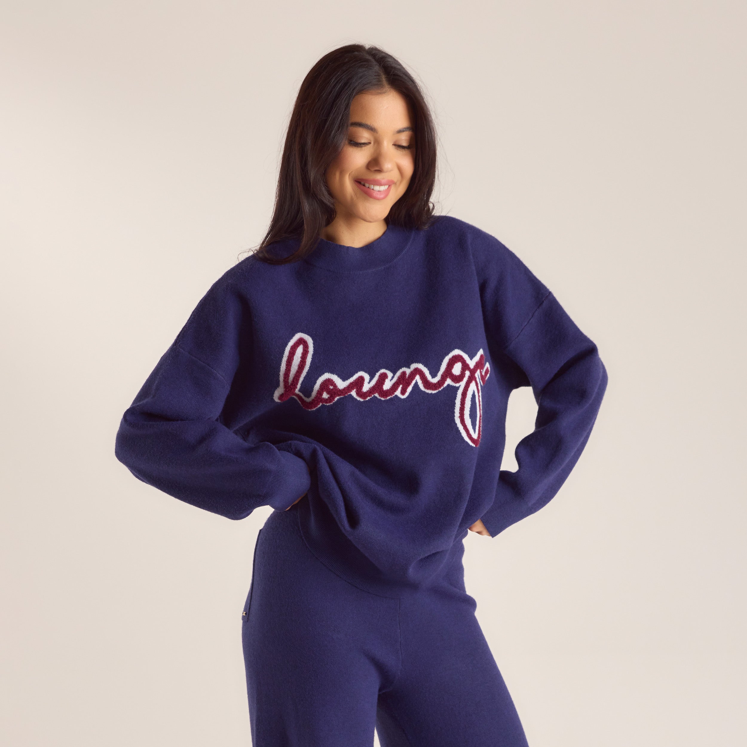 Logo Strick-Pullover | Logo Strick-Pullover - Marineblau
