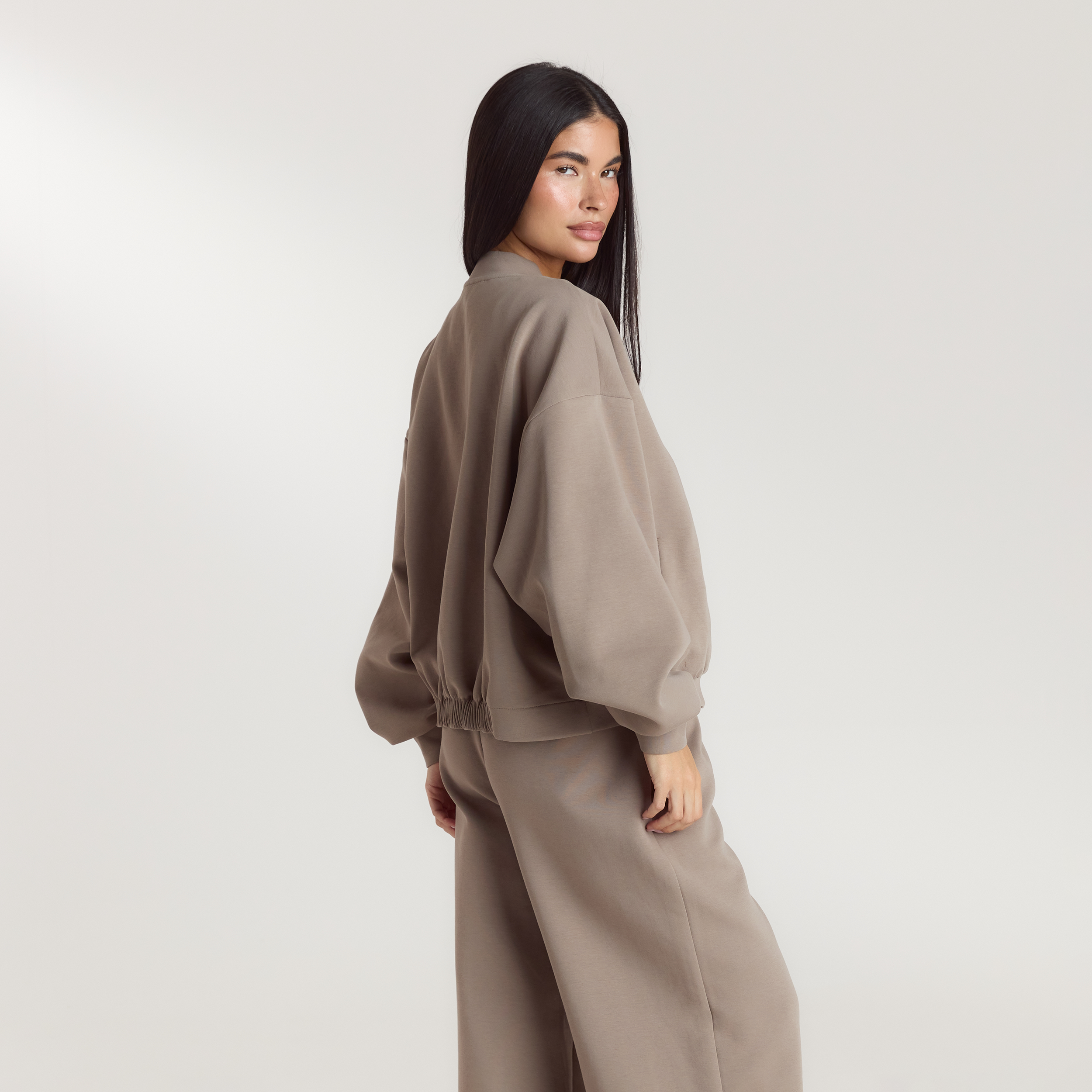 Neopren Bomberjacke | Neopren Bomberjacke - Taupe