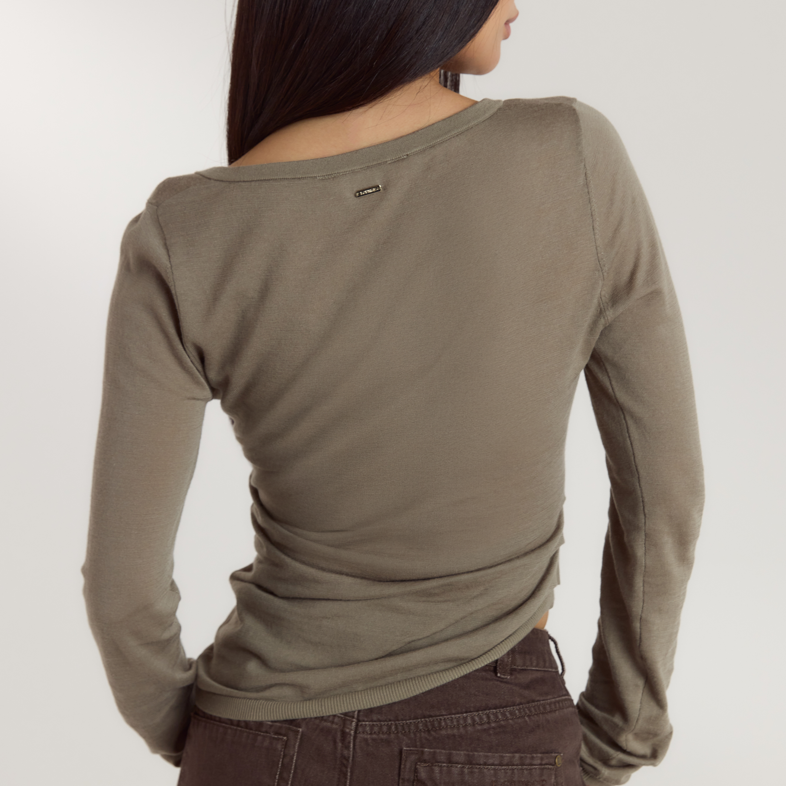 Aysymetrisches Feinstrick-Oberteil | Aysymetrisches Feinstrick-Oberteil - Thymian