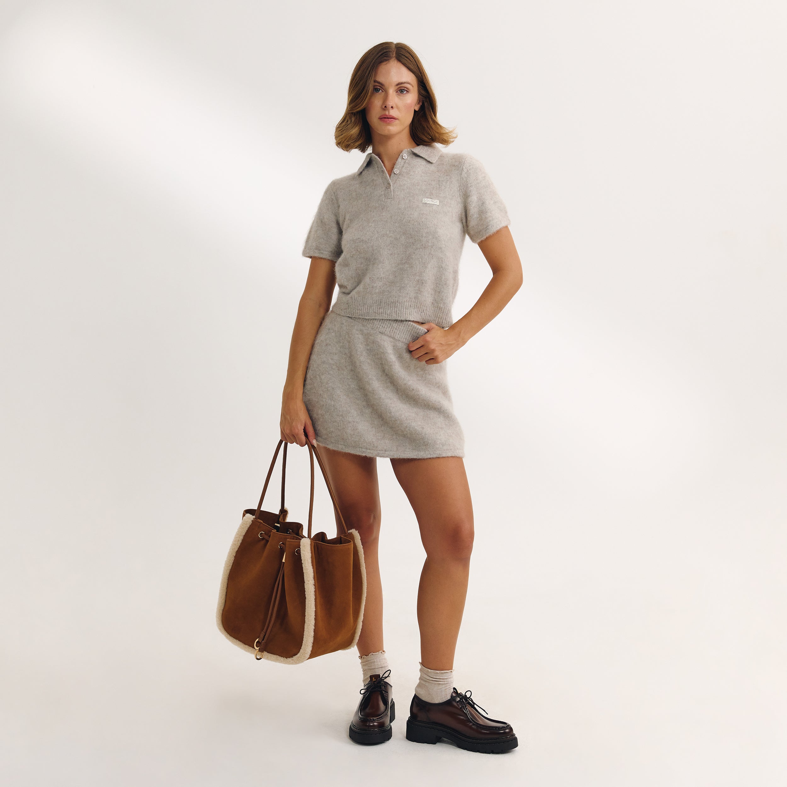 Gestrickter Minirock | Gestrickter Minirock - Hellbraun