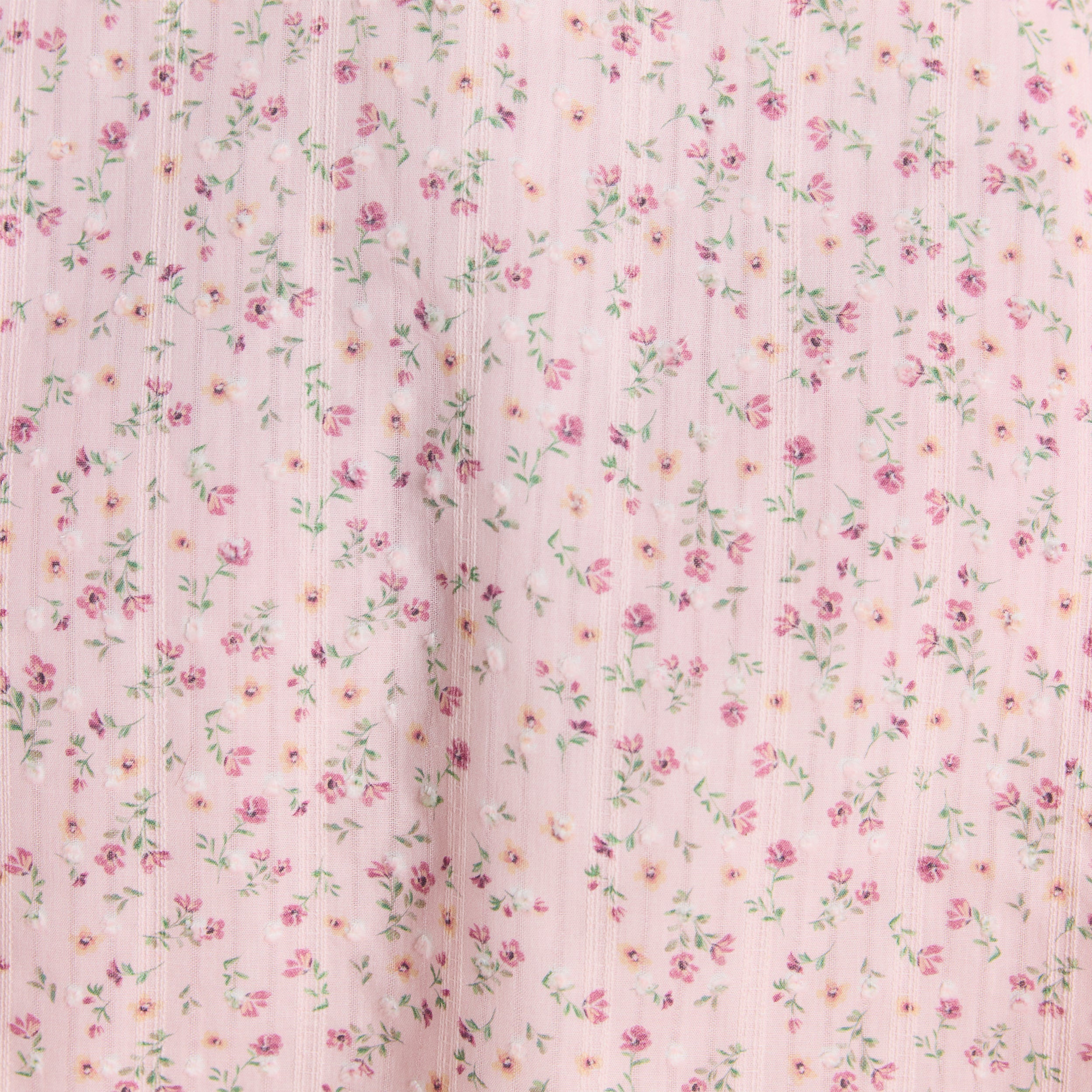 Minikleid mit Falten und Spitze | Minikleid mit Falten und Spitze - Florales Rosa