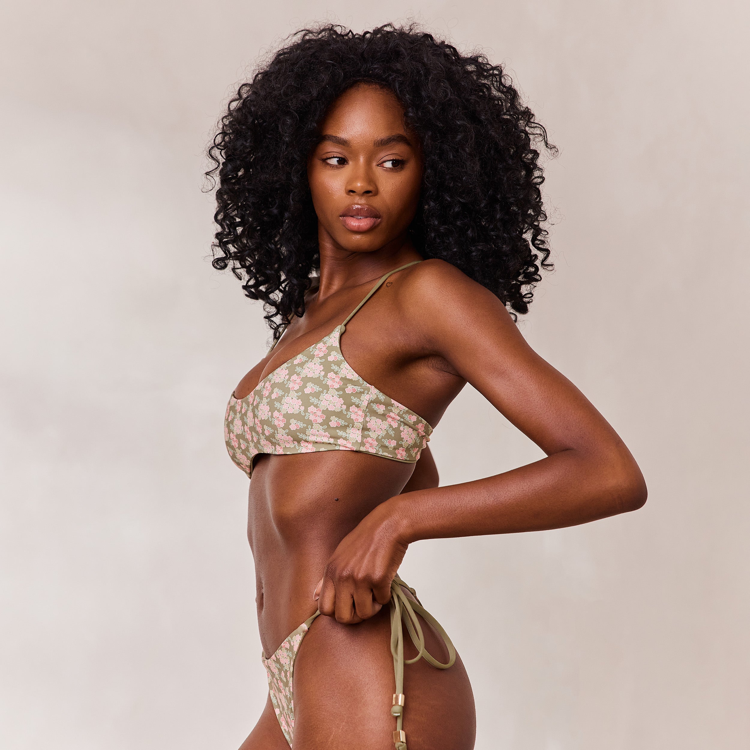 Doppelseitiges Bikini-Bralette | Doppelseitiges Bikini-Bralette - Grün/Floral