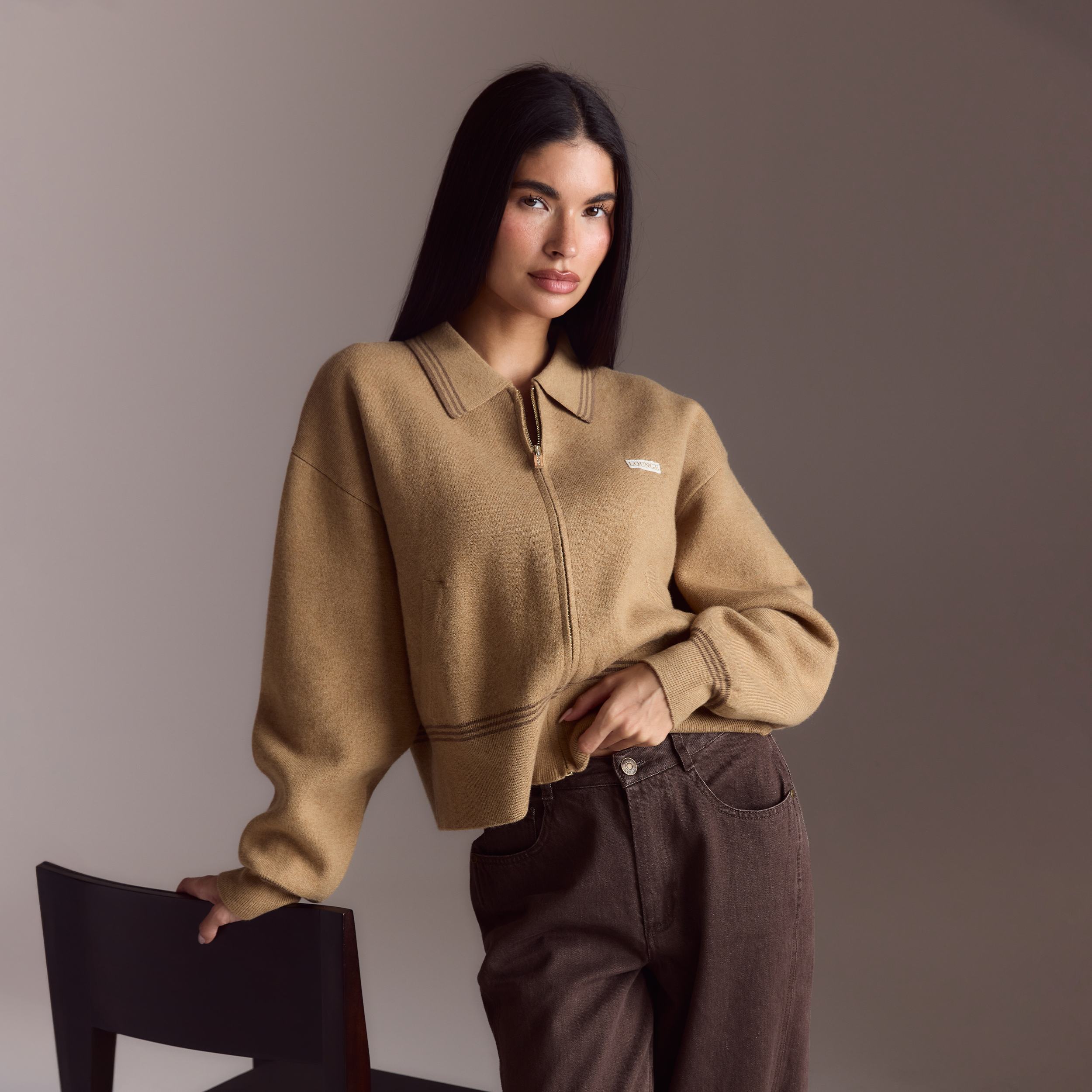 Strickjacke | Strickjacke - Hellbraun