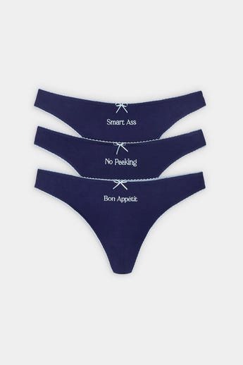 Slogan Strings (3er-Pack) - Marineblau